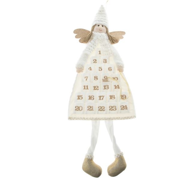 Adventní kalendář Anděl 110cm bílo-zlatý textil - Domácnost a úklid Vánoce