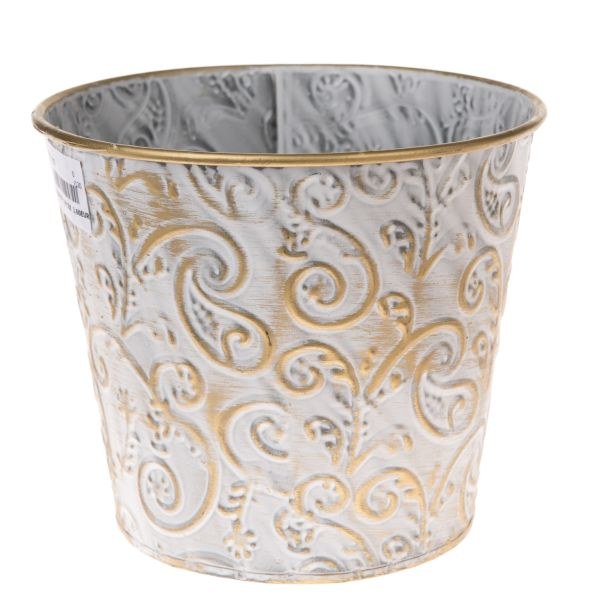 Obal na květináč zdobený 15x13cm kov Obal na květináč zdobený 15x13cm kov - Domácnost a úklid Zima + Vánoce