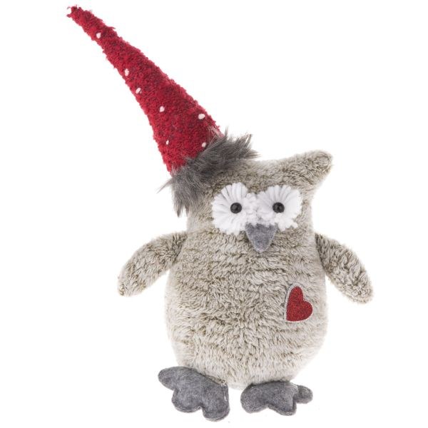 Sova vánoční 33cm, textilní Sova vánoční 33cm, textilní