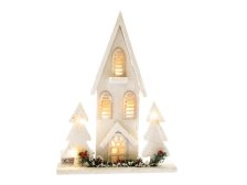 Domeček LED 27x36cm bílý dřevo