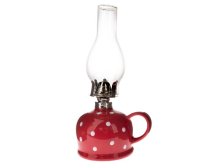 Petrolejka 28cm červená s puntíky,sklo/keramika
