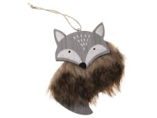 Dekorace Liška šedá 13,5cm,dřevo