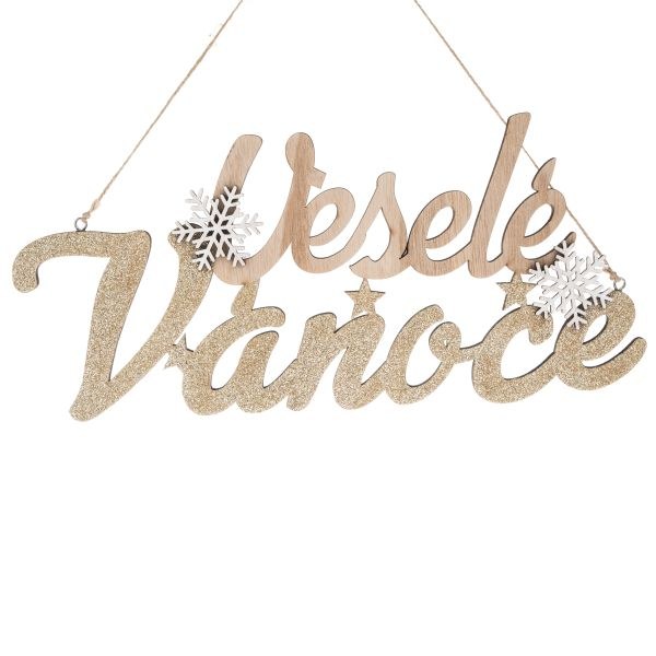 Dekorace Veselé Vánoce 31cm dřevo Dekorace Veselé Vánoce 31cm dřevo - Domácnost a úklid Zima + Vánoce
