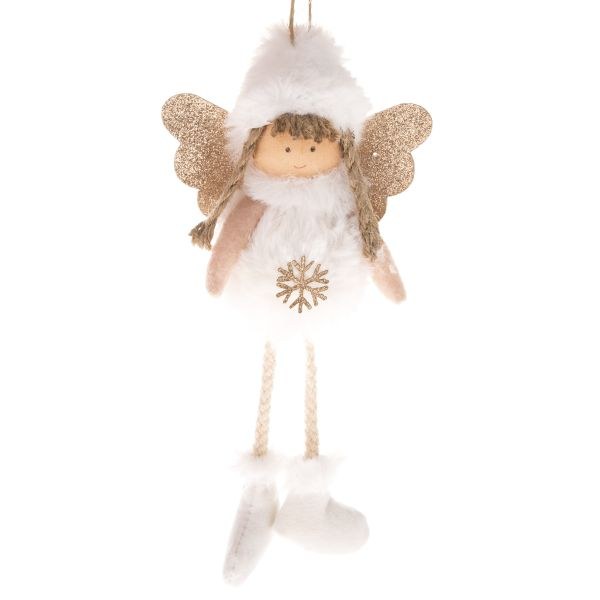 Anděl 17cm bílý,textilní - Domácnost a úklid Vánoce