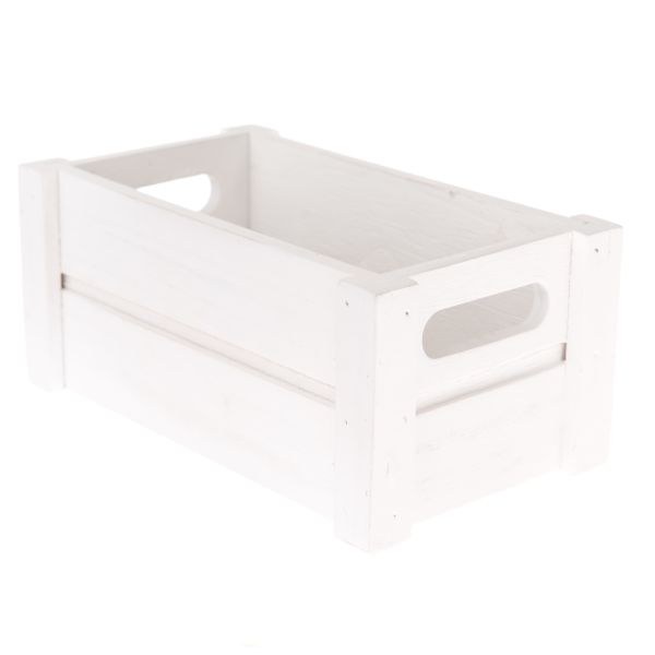 Přepravka 21,5x12,5x9,5cm bílá dřevo - Domácnost a úklid bytové dekorace, textilní doplňky