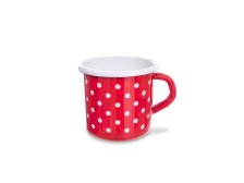 Hrnek 400ml/8cm červený/puntík, smalt
