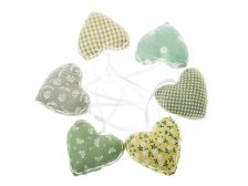 Sada srdíček 6cm/6ks zelená, textil