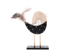 Dekorace Ptáček černý 16x19cm dřevo