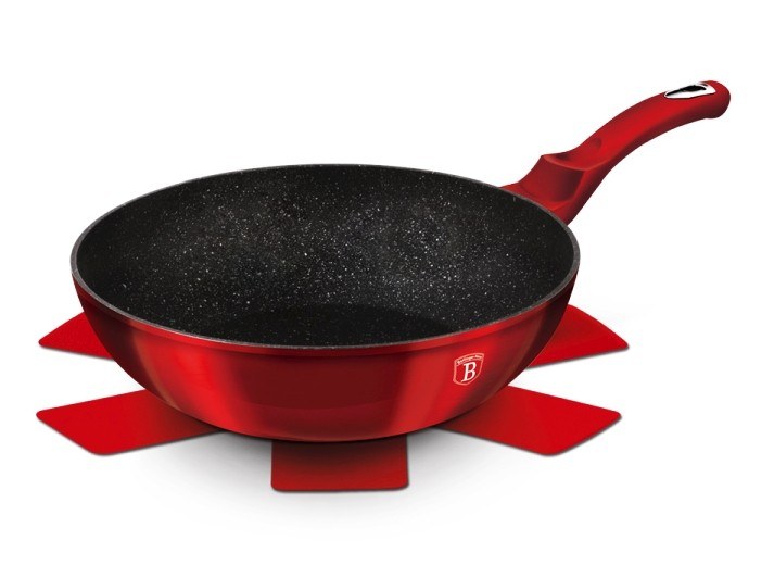 Wok 28cm Burgundy Mettalic mramor povrch - Kuchyně nádobí, příslušenství