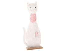 Kočka světlá 32,5cm filc/dřevo