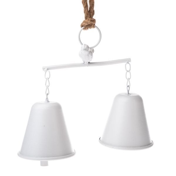 Zvonky závěsné 2ks/19x21cm bílé, kov Zvonky závěsné 2ks/19x21cm bílé, kov - Domácnost a úklid bytové dekorace, textilní doplňky
