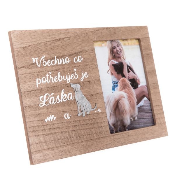 Fotorámeček Láska a pes 24x18cm, dřevo Fotorámeček Láska a pes 24x18cm, dřevo - Domácnost a úklid bytové dekorace, textilní doplňky
