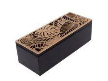 Krabička Listy zlaté 23x9x7,5cm,dřevo