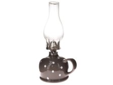 Petrolejka 28cm hnědošedá s puntíky, sklo/keramika