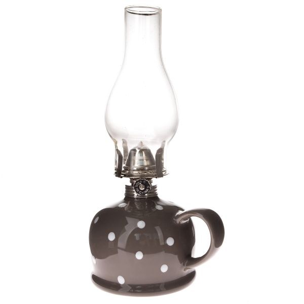 Petrolejka 28cm hnědošedá s puntíky, sklo/keramika Petrolejka 28cm hnědošedá s puntíky, sklo/keramika - Domácnost a úklid bytové dekorace, textilní doplňky