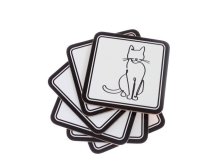 Podložka pod šálek Kočka bílá 6ks,korek