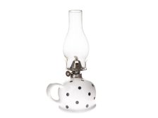 Petrolejka 28cm bílá s puntíky, sklo/keramika