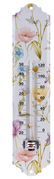 Teploměr 29,5cm (-25°+50°C) KVĚTY,kov