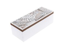 Krabička Listy bílé 23x9x7,5cm,dřevo