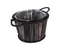 Obal na květináč 14cm tmavý dřevo PVC