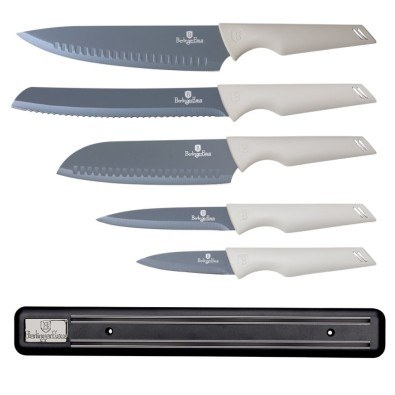 Sada nožů 5+1 lišta magnet Aspen Collection bílá - Kuchyně kuchyňské náčiní a pomůcky