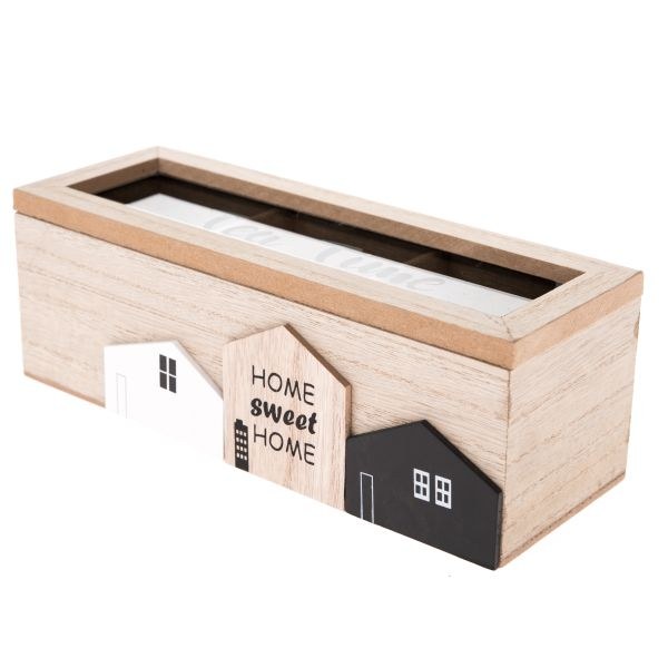 Krabička na čaj 23x8cm Home Sweet Home,dřevo - Kuchyně skladování a zavařování potravin a nápojů