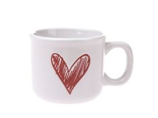 Hrnek 90ml Srdce bílé, keramika
