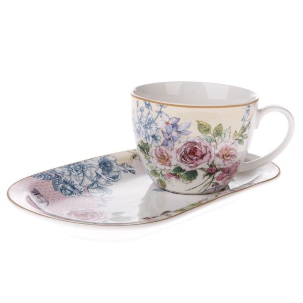Šálek 445ml+podnos Růže,porcelán Šálek 445ml+podnos Růže,porcelán - Kuchyně stolování