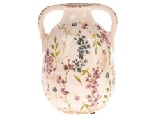 Váza s uchy 13,5x18cm Květy, keramika