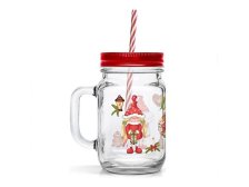 Sklenice+víčko s brčkem 450ml Elfíci,sklo