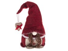 Skřítek se srdíčkem 47cm vínový textilní