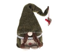 Skřítek se srdíčkem 47cm tm.zelený textilní