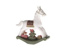 Houpací koník bílo/zelený 11cm, polyresin