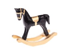 Houpací koník černo/zlatý 13cm,dřevo