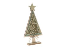 Vánoční stromek 23cm zeleno/zlatý dřevo