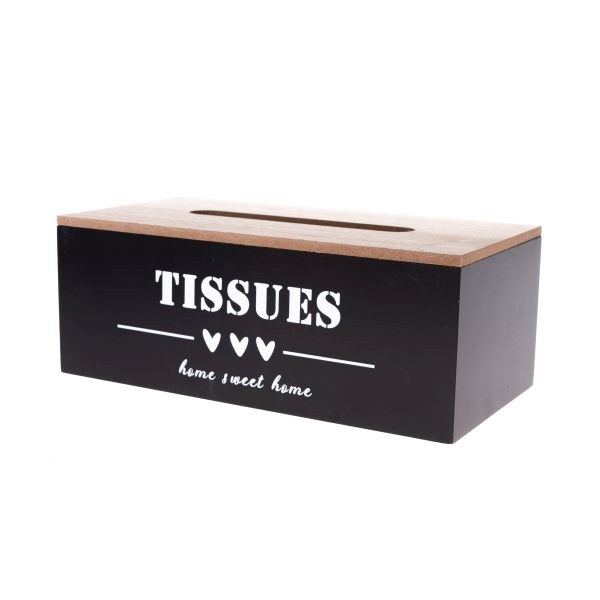 Krabička na kapesníky TISSUES černá,dřevo - Domácnost a úklid bytové dekorace, textilní doplňky