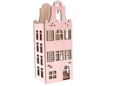 Svícen Domek 10x26cm růžový dřevo
