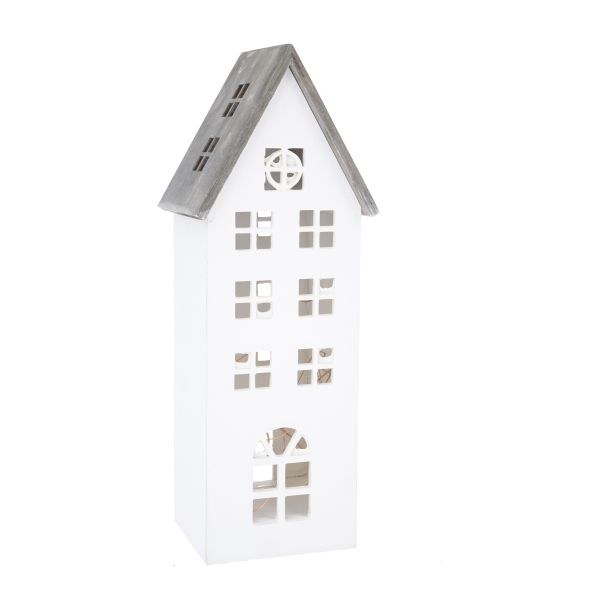 Domek LED 31cm bílý, dřevo Domek LED 31cm bílý, dřevo - Domácnost a úklid Zima + Vánoce