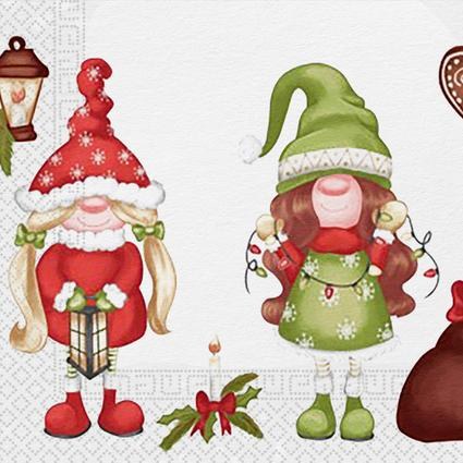 Ubrousky Elfíci 33x33cm/3vrstvy Ubrousky Elfíci 33x33cm/3vrstvy - Domácnost a úklid Zima + Vánoce
