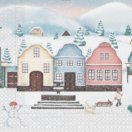 Ubrousky Vesnička 33x33cm/3vrstvy Ubrousky Vesnička 33x33cm/3vrstvy - Domácnost a úklid Zima + Vánoce