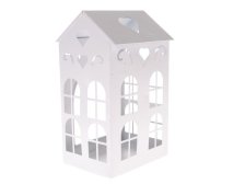 Svícen Domek 20,5cm bílý,kov