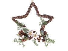 Hvězda vánoční zdobená 30cm proutí 49316