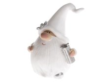 Skřítek 13cm bílo/stříbrný polyresin