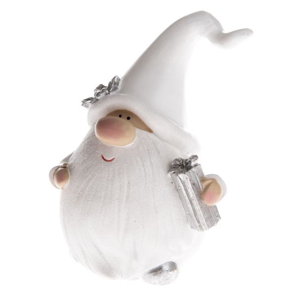 Skřítek 13cm bílo/stříbrný polyresin Skřítek 13cm bílo/stříbrný polyresin - Domácnost a úklid Zima + Vánoce