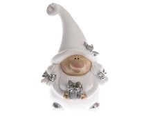 Skřítek holčička 13,5cm bílo/stříbrný polyresin