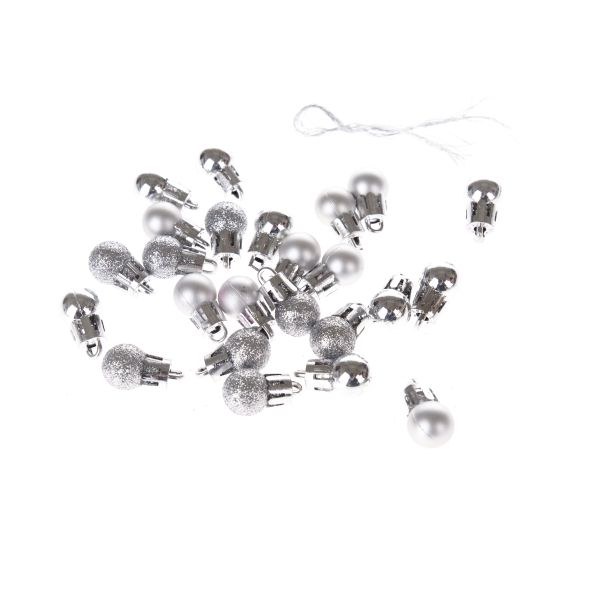 Sada kouliček mini 1,5cm/24ks stříbrné PVC - Domácnost a úklid Zima + Vánoce
