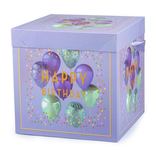 Krabice dárková se stuhou 15x15cm fialová,růžová - Domácnost a úklid nákupní a dárkové tašky, koše, obaly