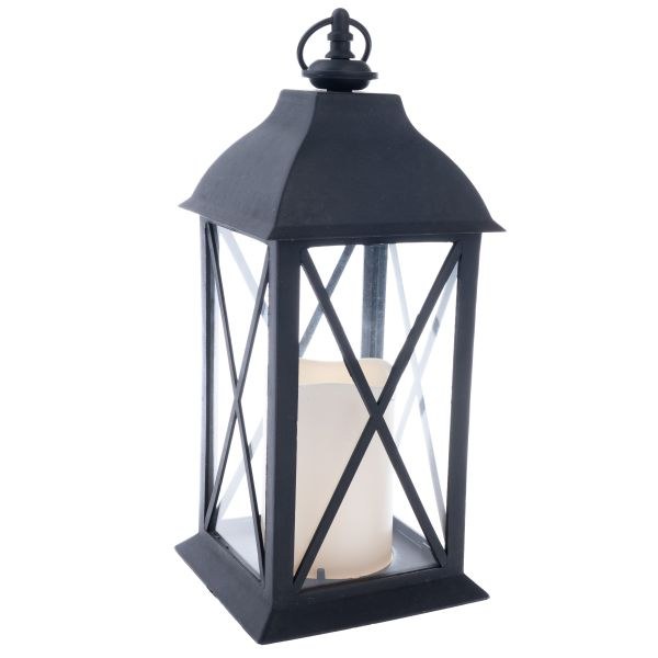Lucerna 30,5cm s LED svíčkou černá, PH Lucerna 30,5cm s LED svíčkou černá, PH - Domácnost a úklid bytové dekorace, textilní doplňky