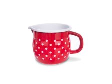 Hrnek s výlevkou 800ml čevený/puntík, smalt