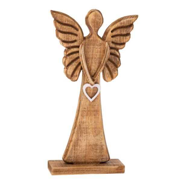 Anděl se srdcem 26cm,dřevo